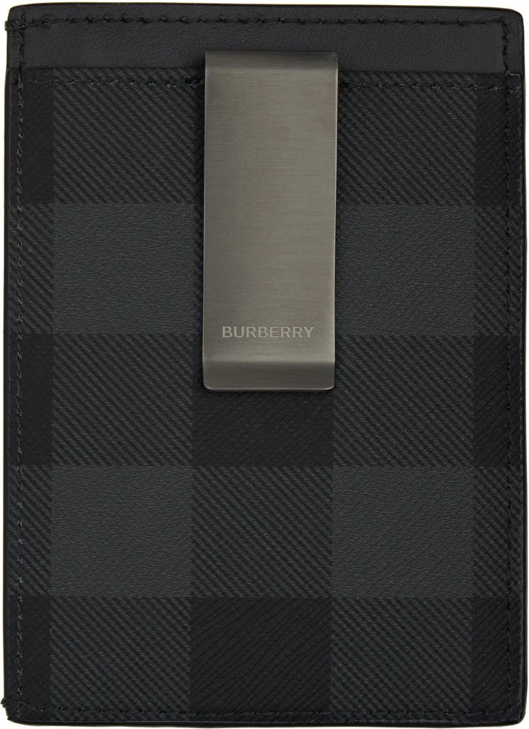 Burberry Gray Check Money Clip Card Holder 2