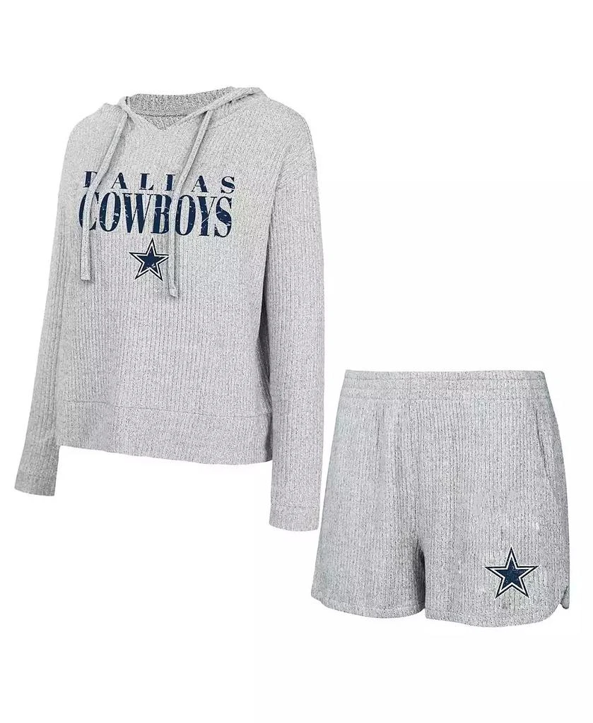 Concepts Sport Women's Gray Dallas Cowboys Juniper Long Sleeve Hoodie T-Shirt Shorts Set 1