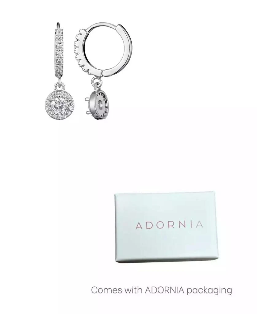 ADORNIA Silver CZ Halo Drop Huggie Hoop Earrings 3