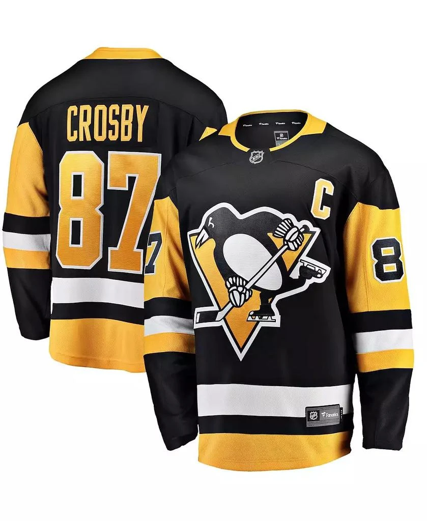 Fanatics Men's Sidney Crosby Black Pittsburgh Penguins Captain Patch Home Breakaway Jersey 1