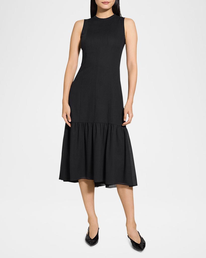 Theory Tiered Lightweight Wool Midi Dress