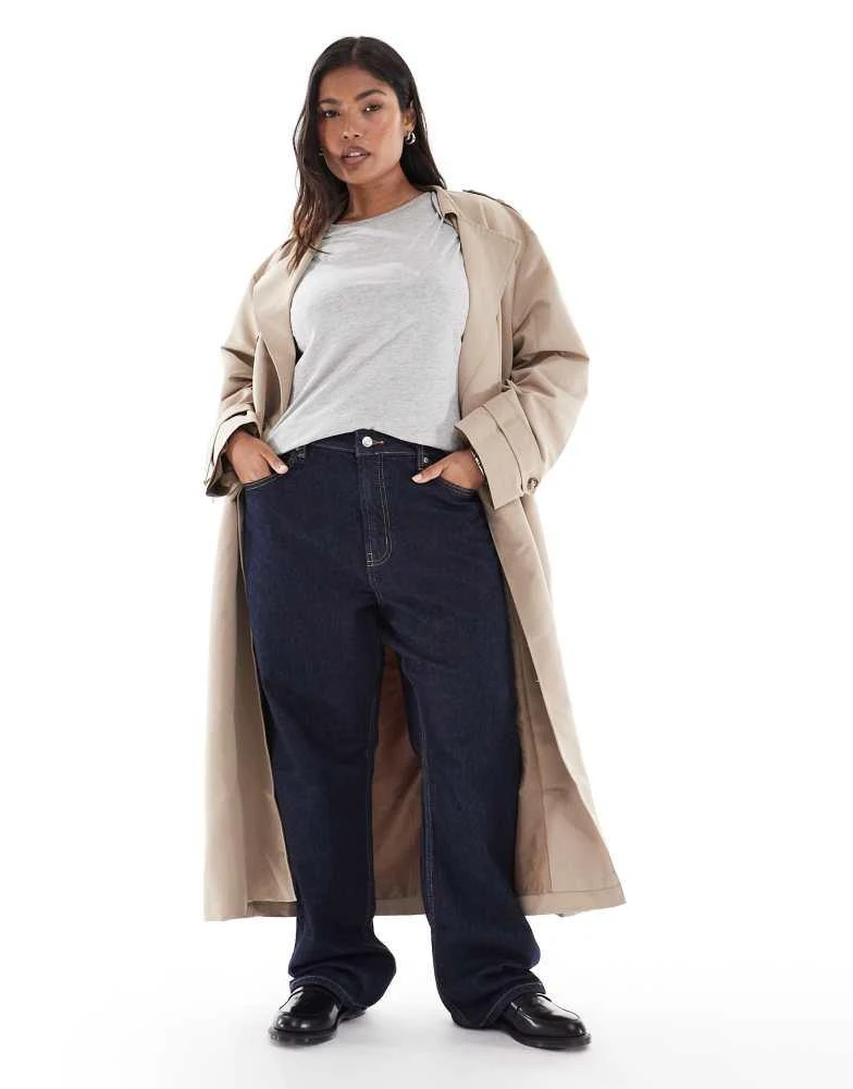 ASOS ASOS DESIGN Curve comfort stretch straight leg jeans in rinse 1