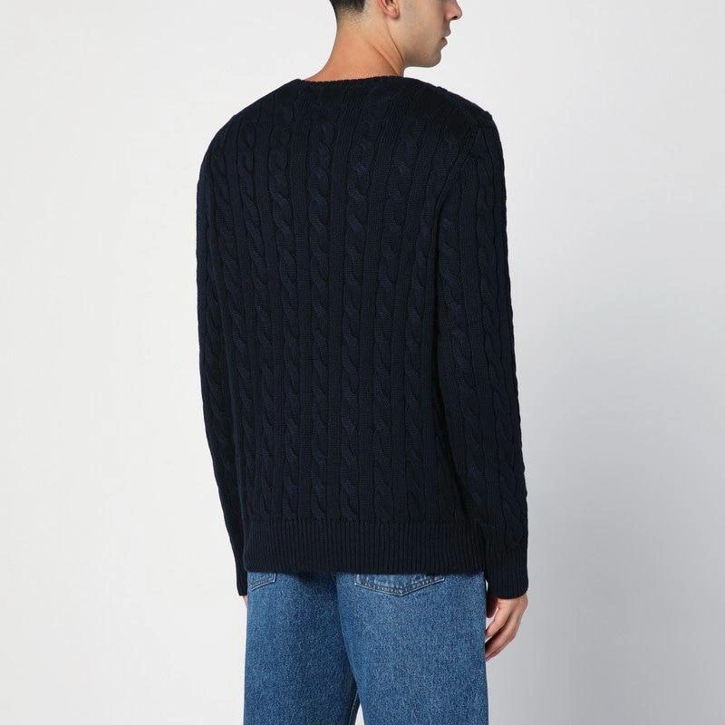 Ralph Lauren  NAVY BLUE CABLE-KNIT CREW-NECK SWEATER 3