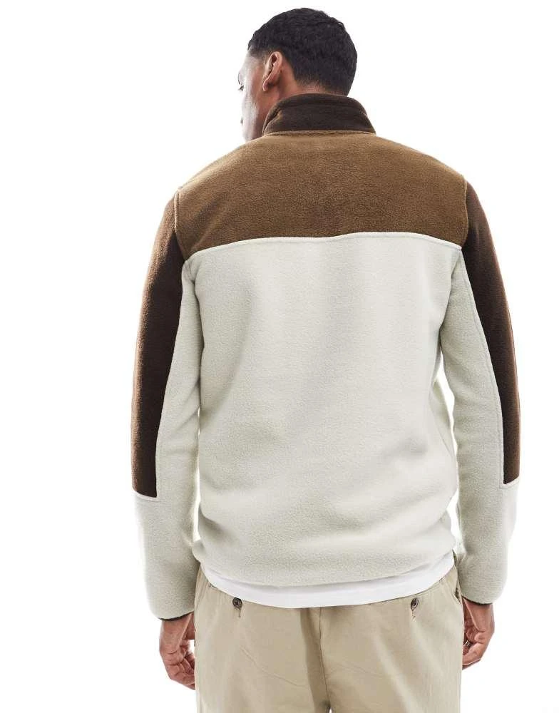 ASOS ASOS DESIGN oversized quarter zip fleece sweatshirt with colour block in beige 4