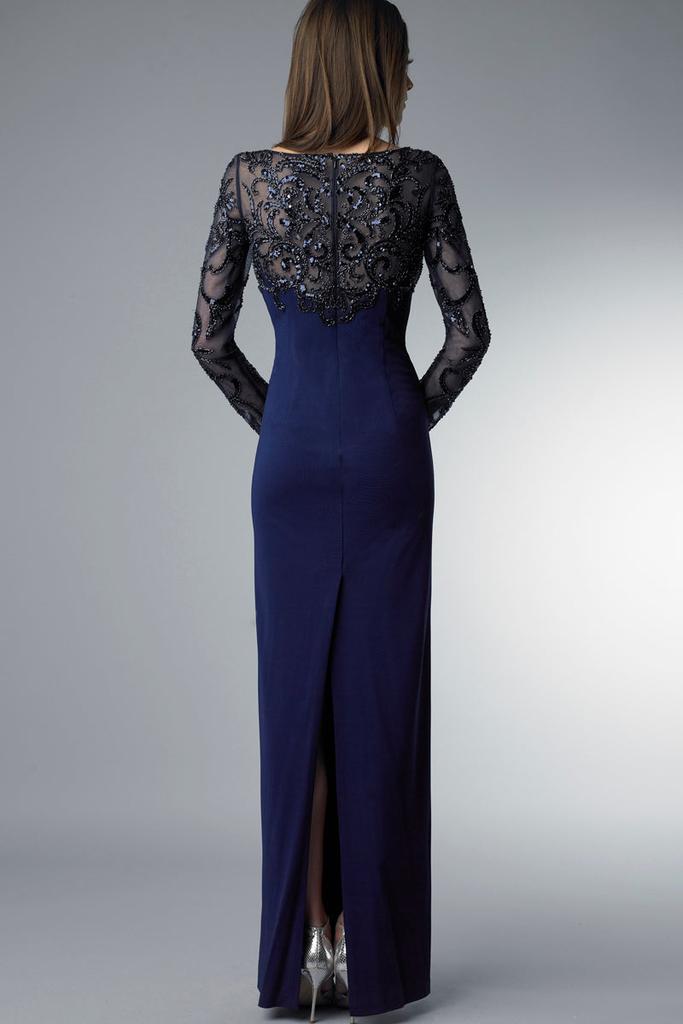 Basix Black Label Basix Long Sleeve Beaded Gown