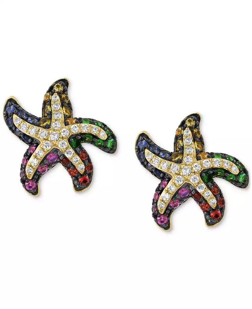 Effy EFFY® Multi-Sapphire (5/8 ct. t.w.), Green Garnet (1/6 ct. t.w.), 
Diamond( 1/6 ct. t.w.) Starfish Stud Earrings in 14k Gold 3