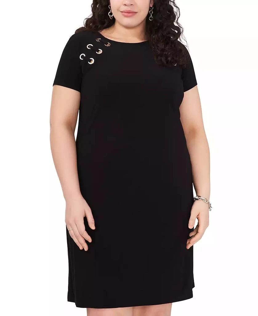 MSK Plus Size Scoop-Neck Grommet-Trim Swing Dress 3