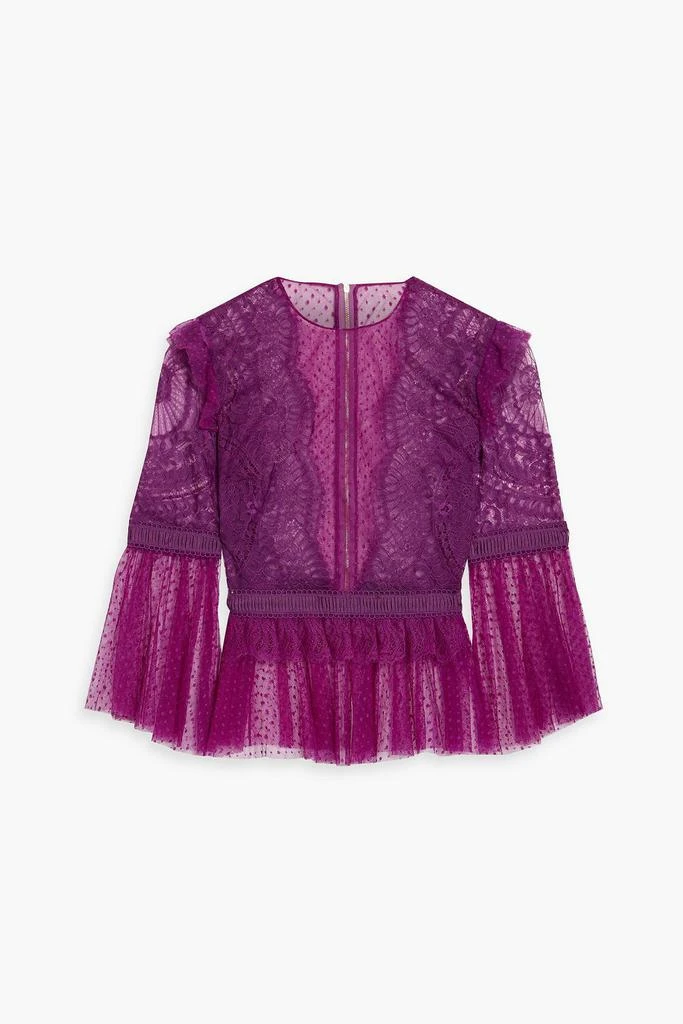 Zuhair Murad Ruffled corded lace and point d'esprit blouse 1