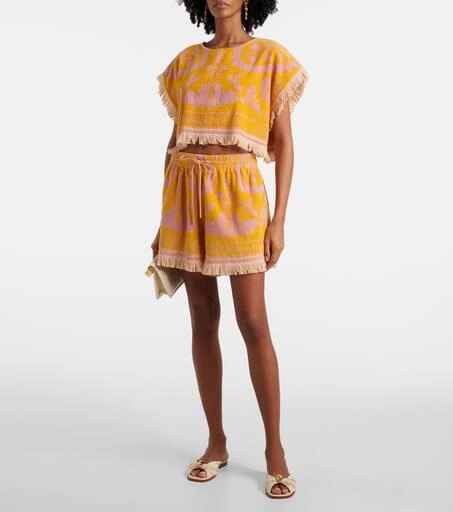 Zimmermann Wylie fringed cotton terry crop top 2