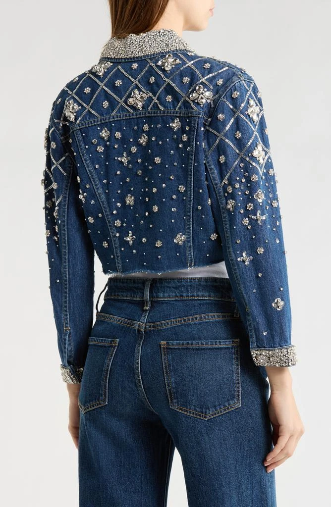 L
Agence Genevie Crystal Embellished Crop Denim Jacket 2