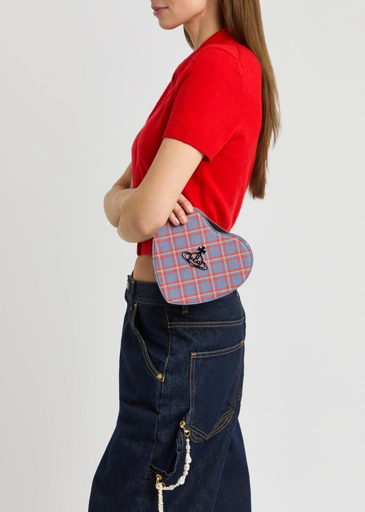 Vivienne Westwood Louise Heart checked twill and faux leather cross-body bag 6