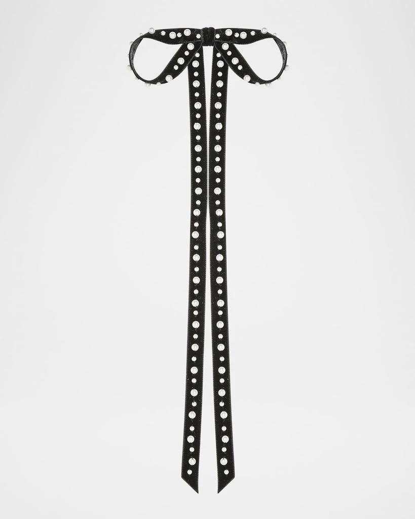 Jennifer Behr Annalee Pearly Velvet Bow Barrette