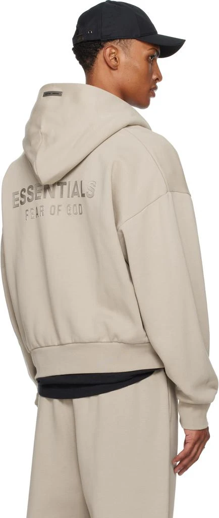 Essentials Taupe Classic Fit Fleece Zip-Up Hoodie 3