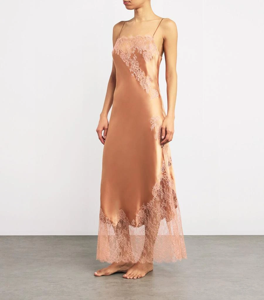 Carine Gilson Silk Lace-Trim Maxi Nightdress 2