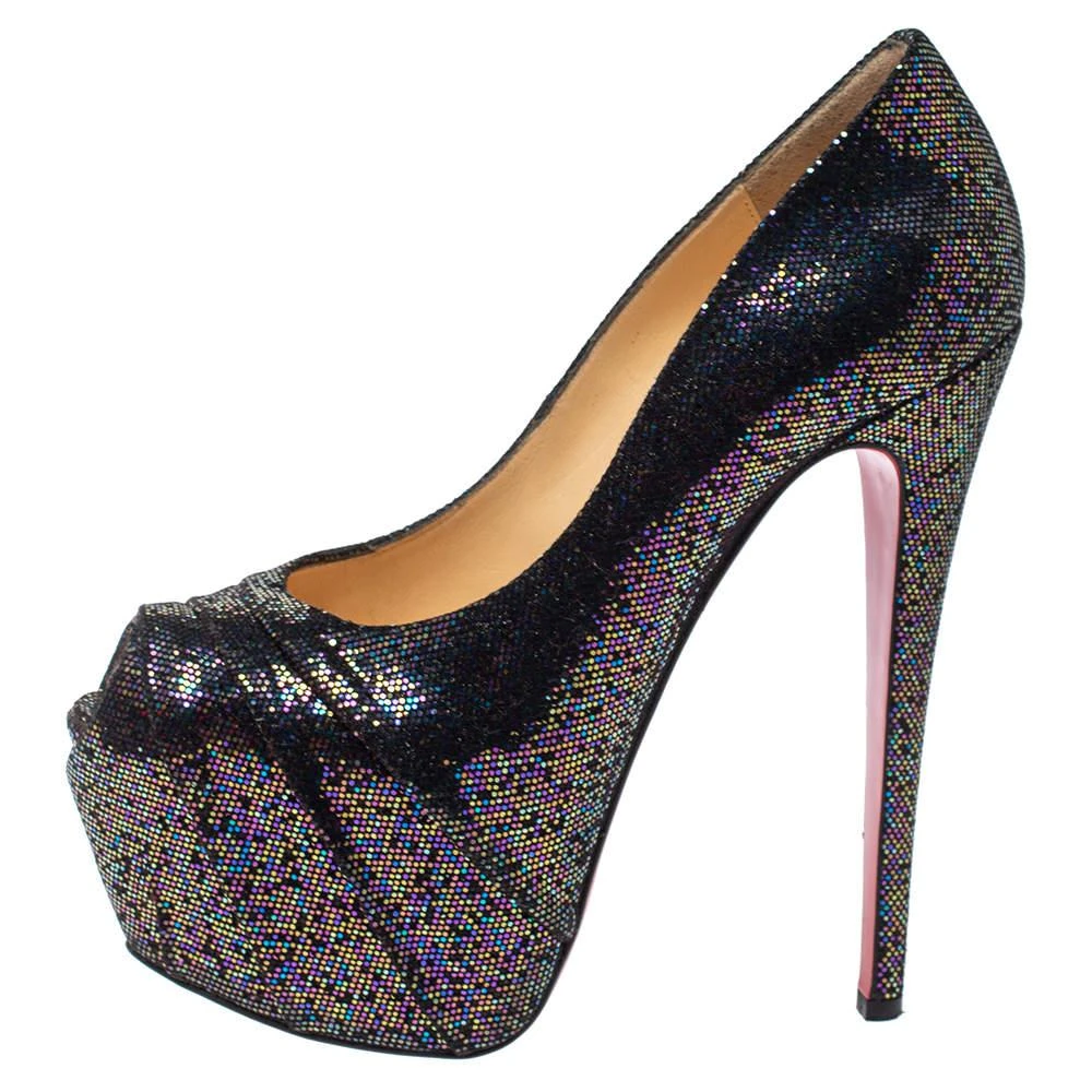 Christian Louboutin Christian Louboutin Black Glitter Fabric Drapesse 160 Spotlight Pumps Size 38 2