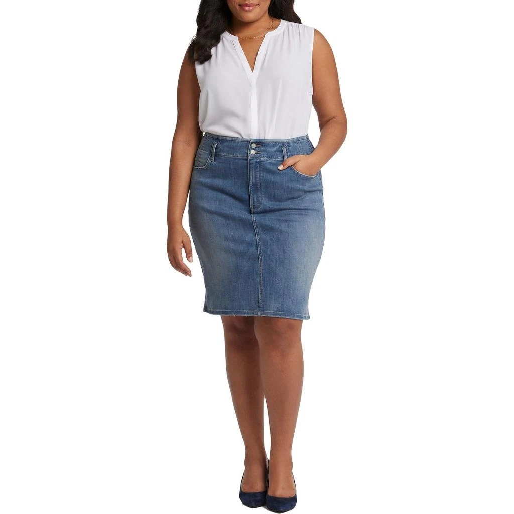NYDJ Plus Womens Stretch Denim Denim Skirt 1