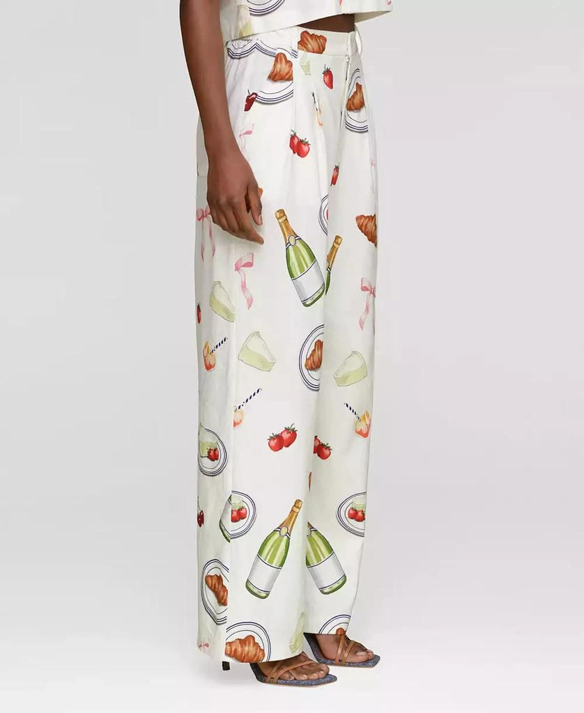 Avec Les Filles Women's Printed High-Rise Wide-Leg Pants 3