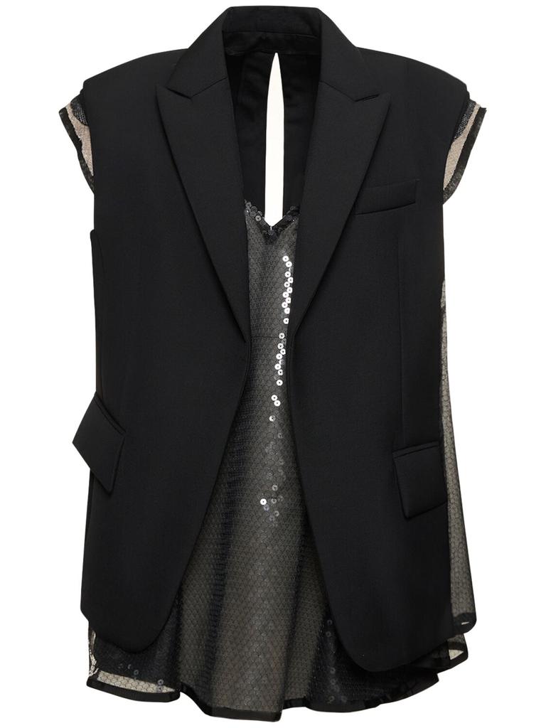 SACAI Neoprene Vest W/ Sequined Dress