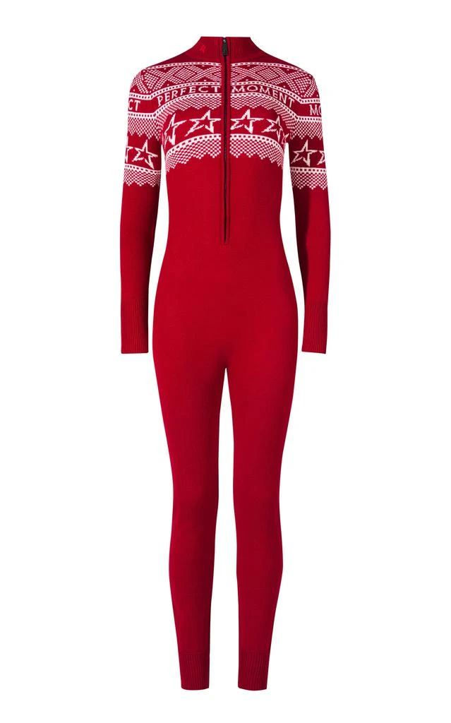 PERFECT MOMENT Perfect Moment - Holiday Wool Ski Onesie - Red - S - Moda Operandi 1