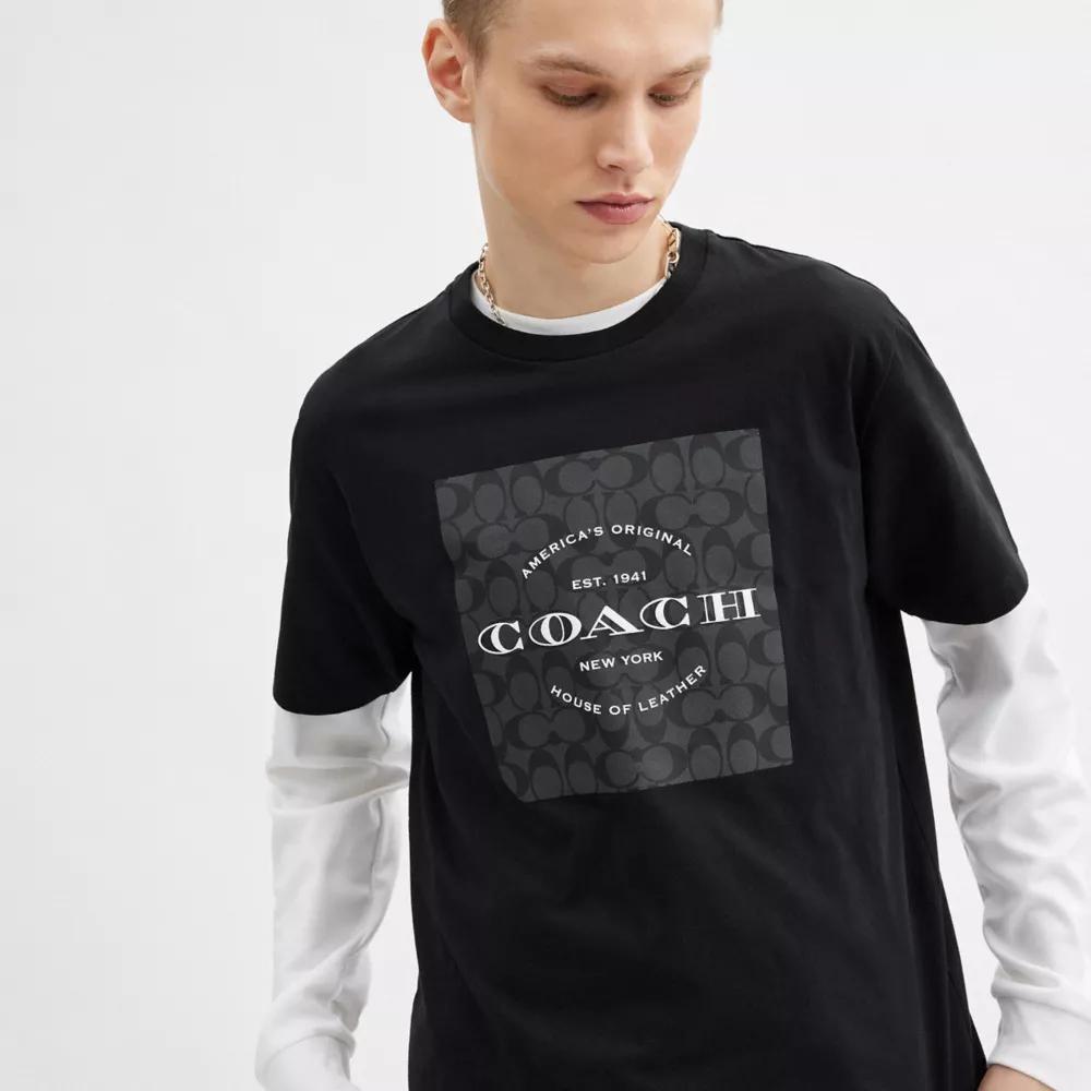 【COACH】Signature Square T Shirt★シグネチャー Ｔシャツ★ Shop Signature Square T Shirt In Organic Cotton on Sale at