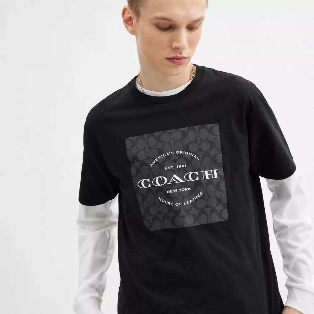 Coach Signature Square T Shirt In Organic Cotton 4