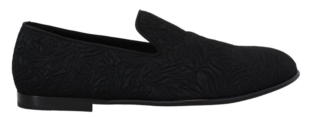 Dolce & Gabbana Dolce & Gabbana Black Floral Jacquard Slippers Loafers Shoes