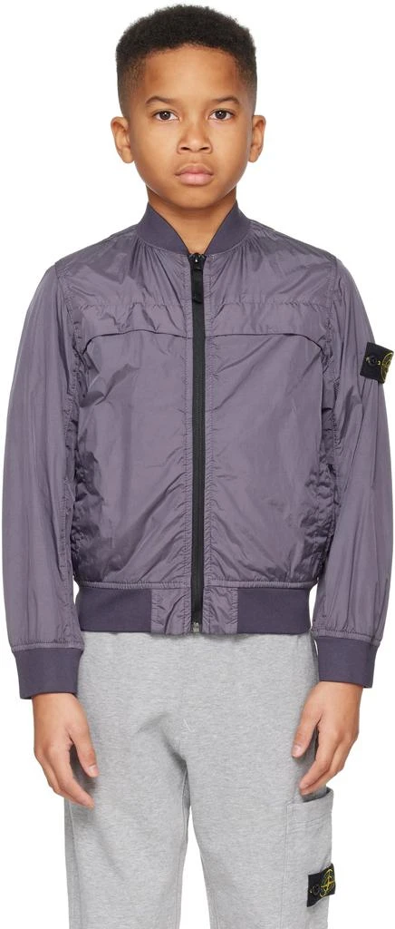 Stone Island Junior Kids Purple Nylon Bomber Jacket
