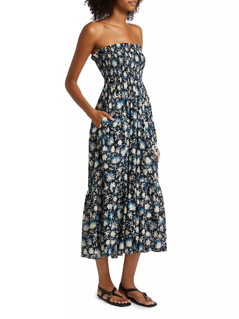 Ulla Johnson Lucca Floral Smocked Cotton-Blend Midi-Dress 4