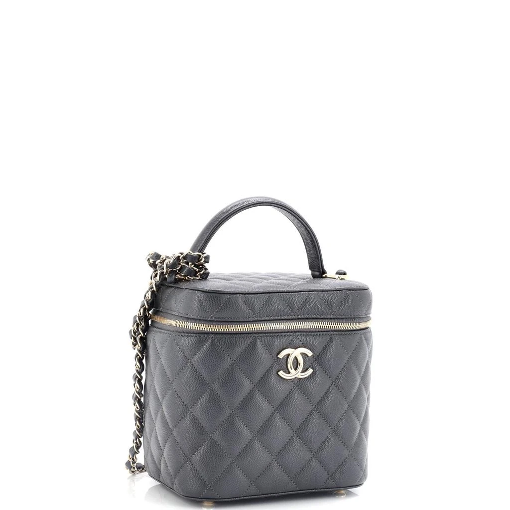 Chanel CC Top Handle Vanity Case with Chain Quilted Caviar Small 2