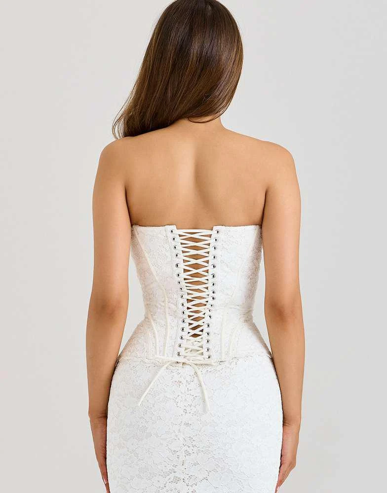 House of CB House of CB Solaine ivory lace corset maxi dress in ivory 2