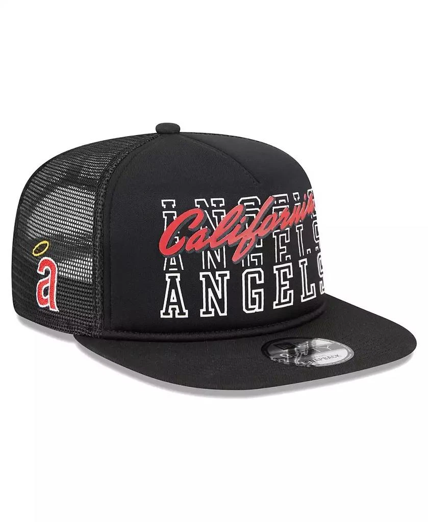 New Era Men's Black California Angels Cooperstown Collection Street Team A-Frame Trucker 9FIFTY Snapback Hat 1