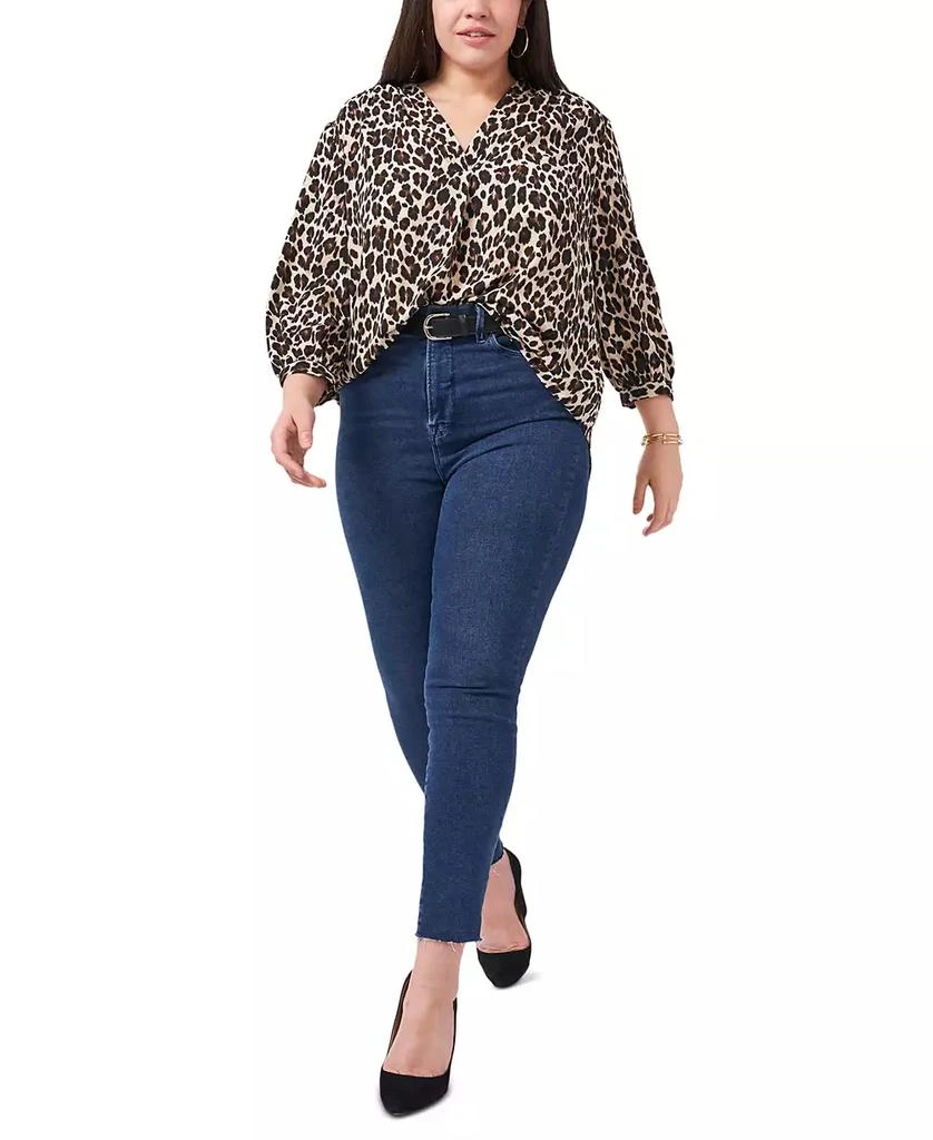 Vince Camuto Plus Size Elegant V-Neck Leopard Print Blouse 3