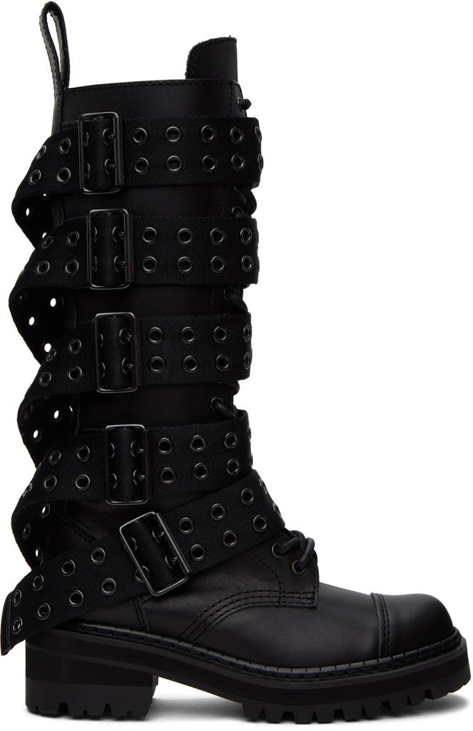 Junya Watanabe Black Steer Oiled Belt Boots