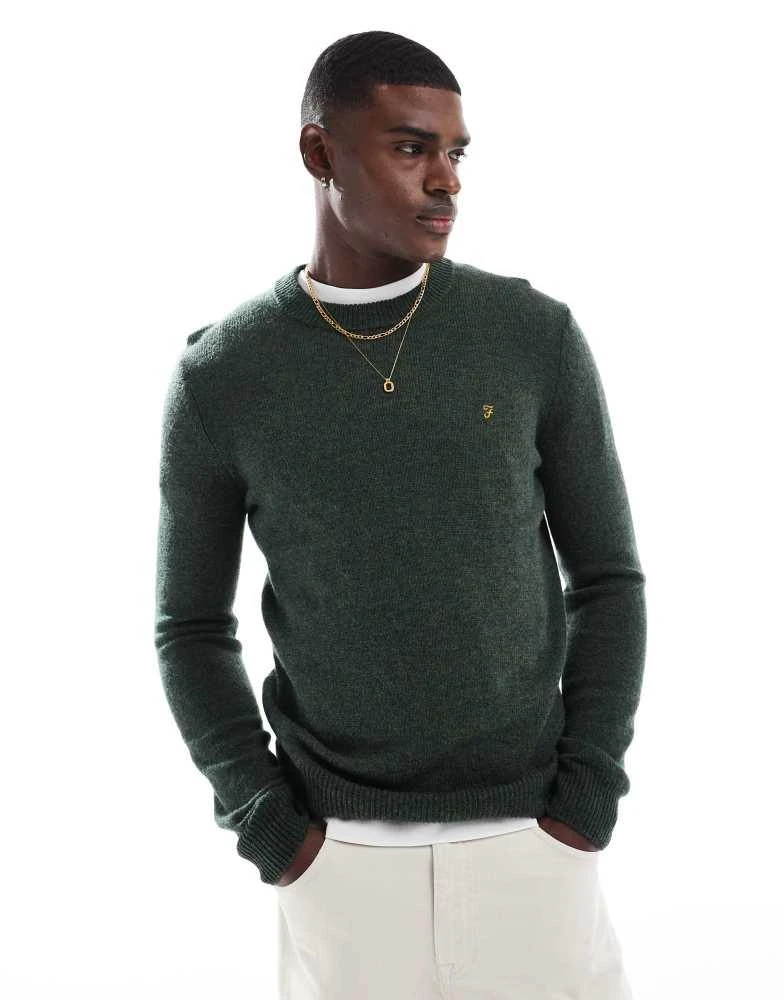 Farah Farah Birchall lambswool jumper in green 1
