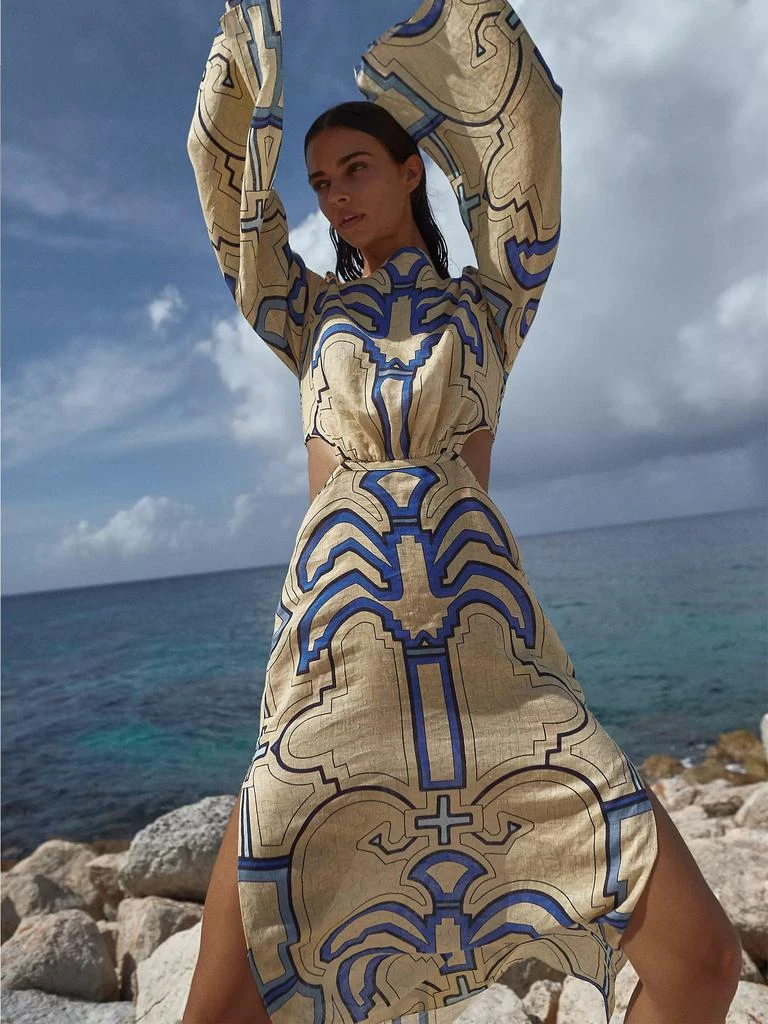 JOHANNA ORTIZ Soul Healer Printed Linen Ankle Dress 5