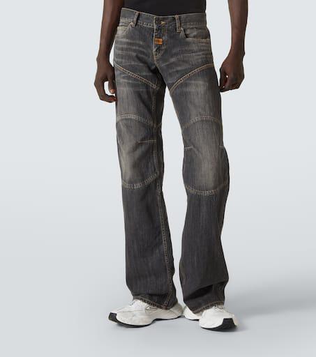 Shop Distressed low-rise wide-leg jeans on Sale at