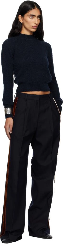 Dries Van Noten Navy Embellished Tuxedo Trousers 5