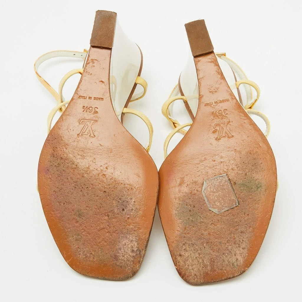 Louis Vuitton Louis Vuitton Cream/Brown Patent Leather Capricieuse Monogram Wedge Sandals Size 36.5 6
