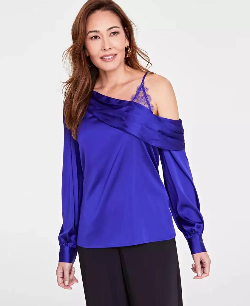 INC International Women's Lace-Shoulder Long-Sleeve Blouse, Created for Macy's 1