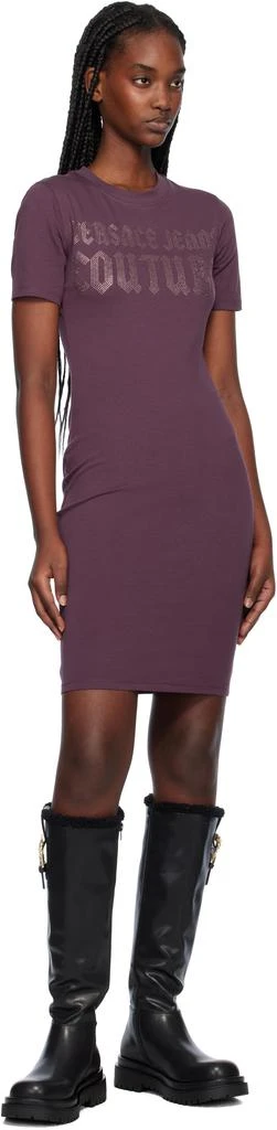 Versace Purple Gothic Logo T-Shirt Minidress 4