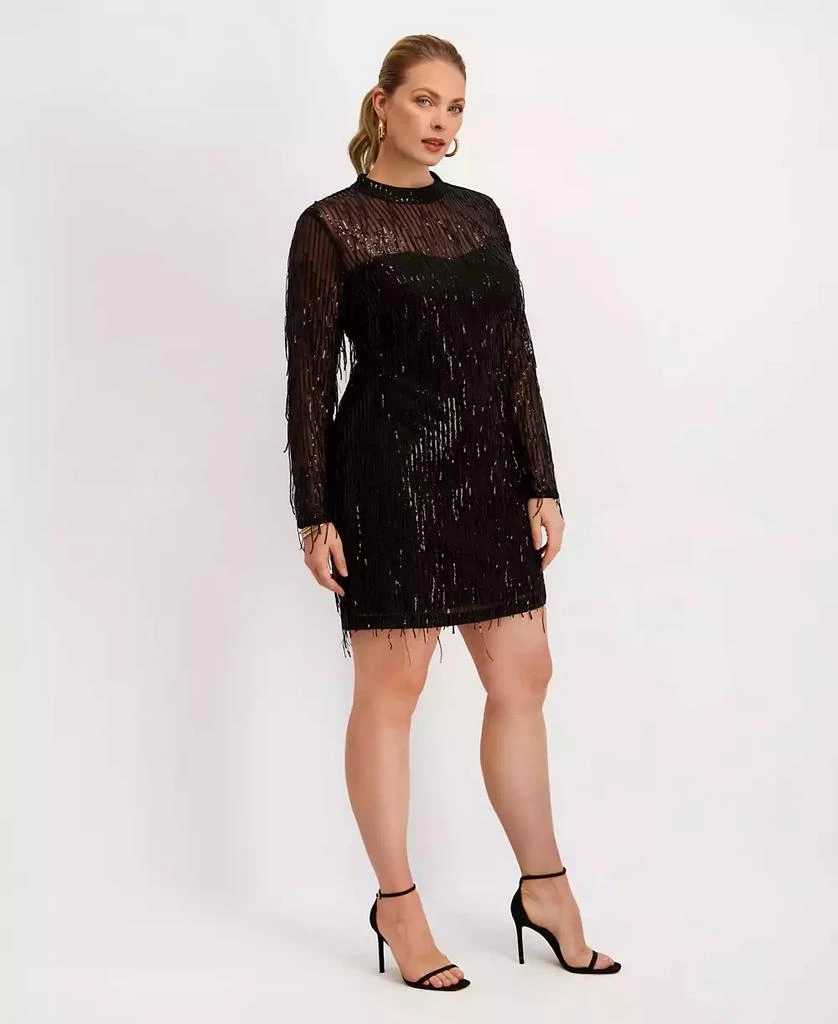 black dress with silver bows Betsy & Adam Women's Asymmetric Sequin Bow Sleeveless Gown - Black main image 0