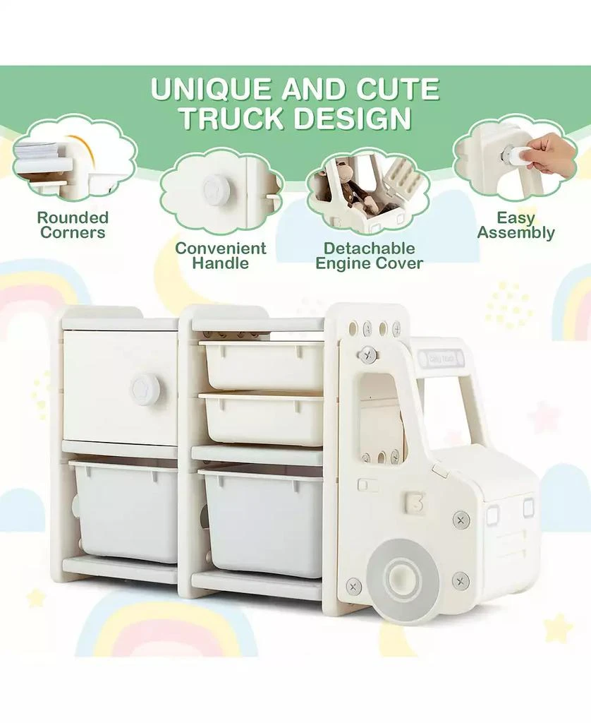 GOUUN Toddler Truck Storage Organizer with Plastic Bins 5