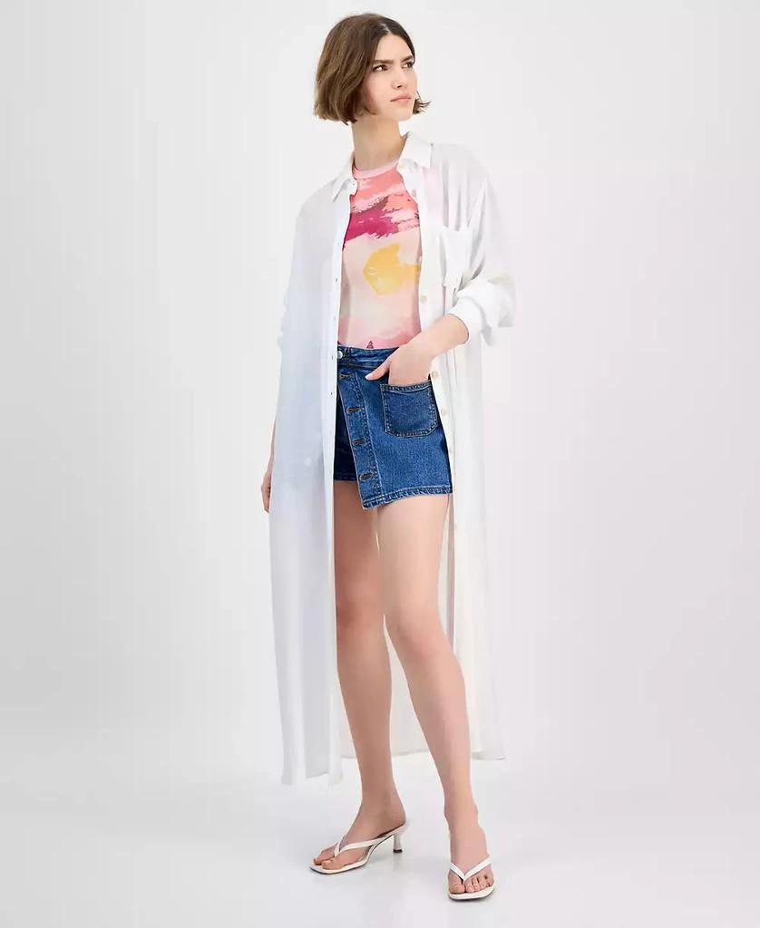 Bar III Women's Oversized Button-Front Long-Sleeve Shirt, Exclusively at Macy's 2