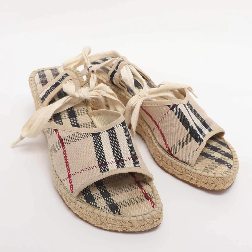 Burberry Burberry Beige Canvas Nova Check Wedge Ankle Strap Espadrilles Size 38 4