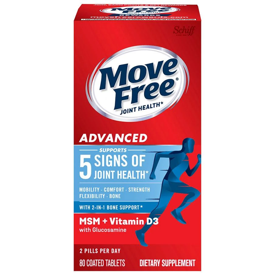 Schiff Move Free Advanced Joint Health MSM + Vitamin D3 with Glucosamine Chondroitin, Tablets 1