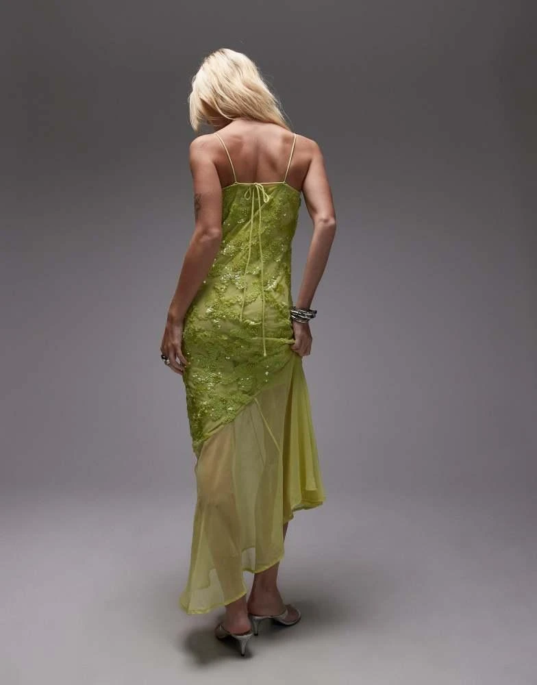 Topshop embellished godet hem cami dress in lime green  On Sale Now with  Up to 65% Off | Discover Exclusive Deals & Savings at BeyondStyle   Authentic Topshop Home|women with Limited-Time