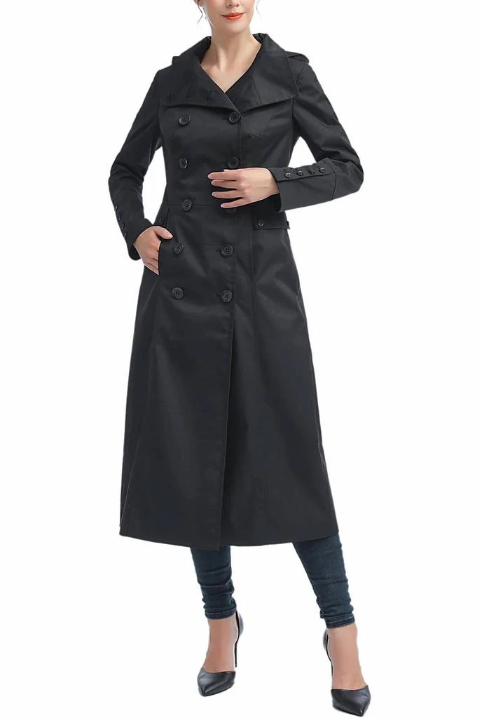 kimi + kai Elana Waterproof Long Trench Coat In Black 2
