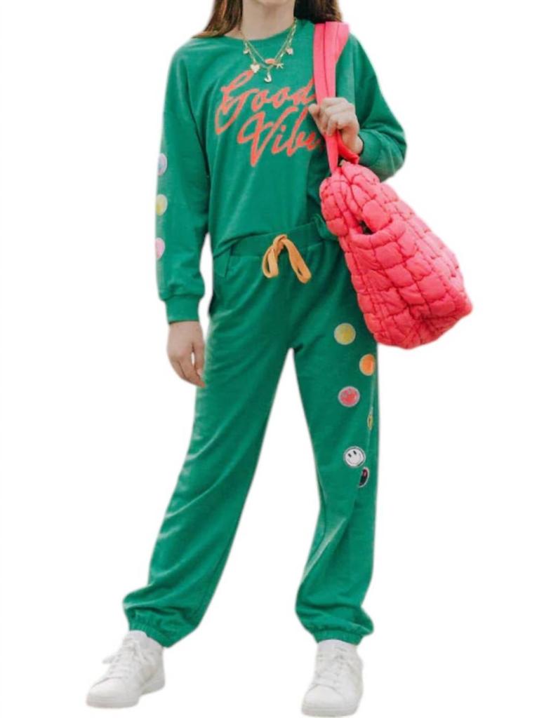Hannah Banana Hannah Banana - Girl's Sequin Happy Applique Jogger Pants