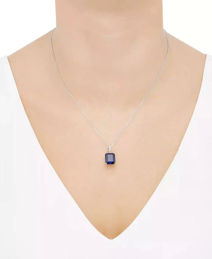 Grown With Love Lab Grown Sapphire (8-1/10 ct. t.w.) & Lab Grown Diamond  18" Pendant Necklace in 14k White Gold (Also in Ruby & Emerald) 2