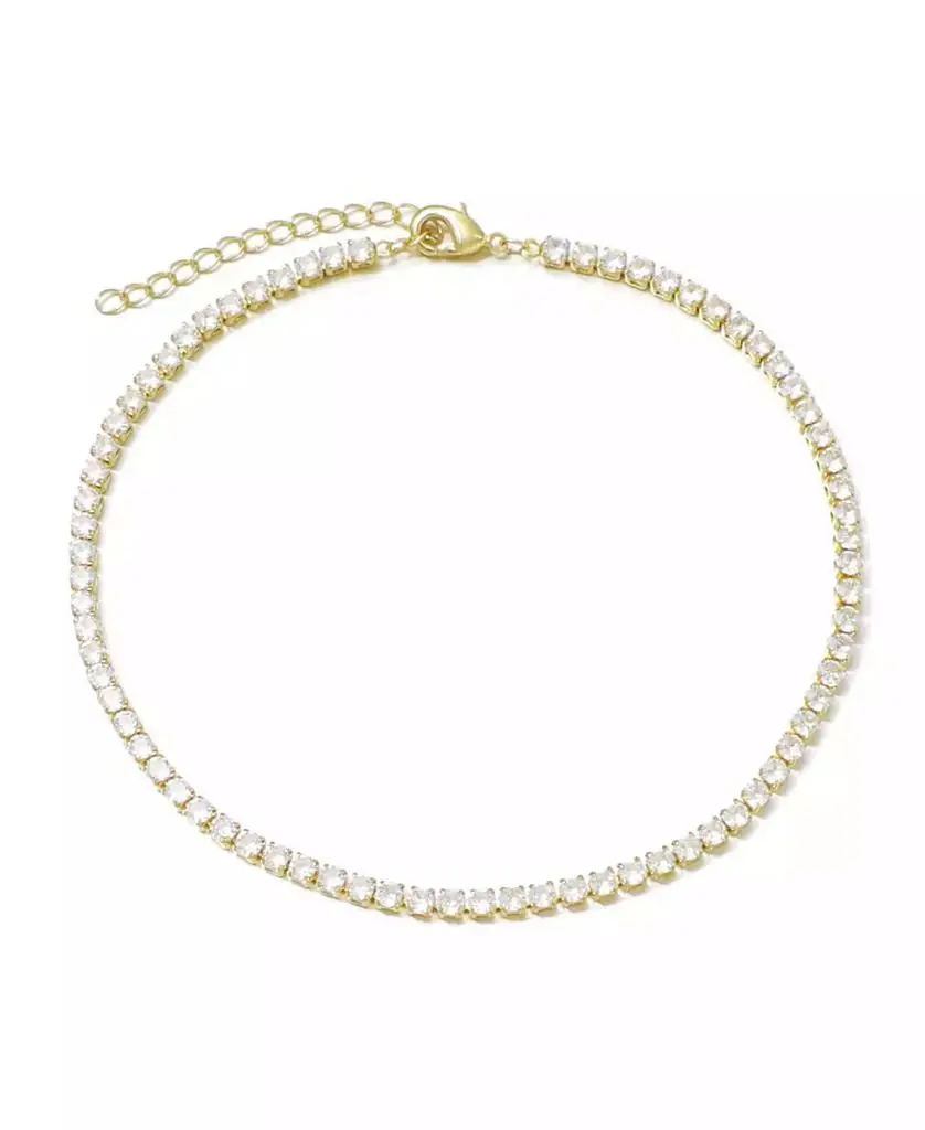 ADORNIA Gold Crystal Tennis Chain Anklet